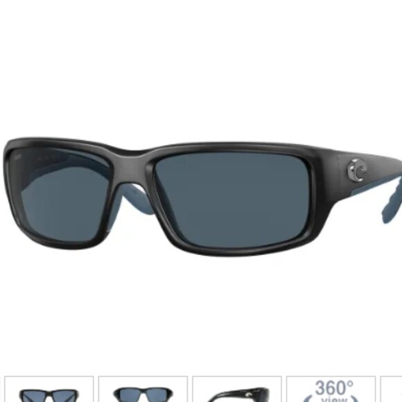 Costa Del Mar Fantail Sunglasses Black 6S9006 Rectangle Everyday Comfort Mens - Picture 1 of 6